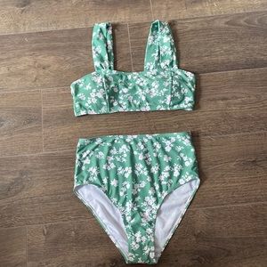 Shein Green Floral Bikini Set
